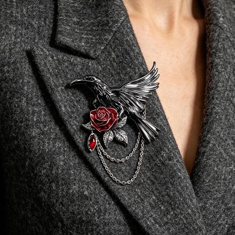 Silver and Ruby Brooch - Etsy