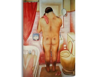 Fernando Botero Lienzo impreso: Hombre en el baño, Arte moderno