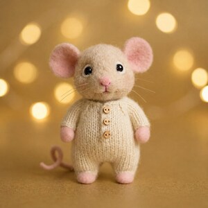 Figurine de bébé souris en feutre aiguilleté, souris en laine faite main, décoration de chambre d'enfant mignonne, cadeau animal de la forêt, souris Cottagecore miniature