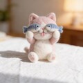 Needle Felted Cat Figurine, Handmade Wool Mini Sculpture, Cozy Shelf Decor, Gift for Animal Lovers