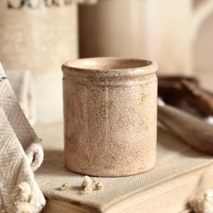 Mini olla de loza / Cerámica antigua / Decoración de boticario