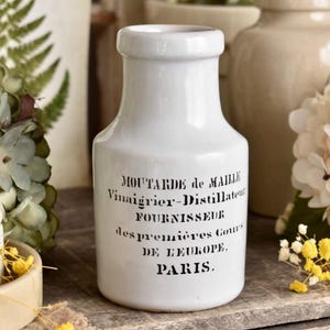 Grande vaso di senape francese antico "Moutarde de Maille" / vaso in gres Sarreguemines / arredamento da cucina francese