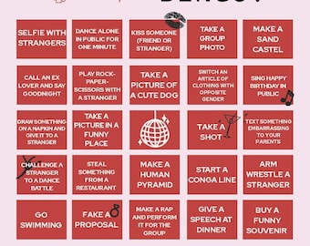 Birthday Dare Bingo Board