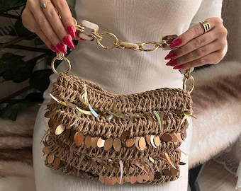 Crochet Raffia Bag: Handmade Bag Women