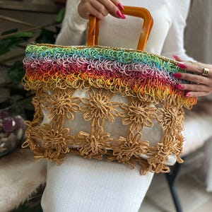 Bolso de Rafia de Crochet: Bolso Hecho a Mano para Mujer imagen 1