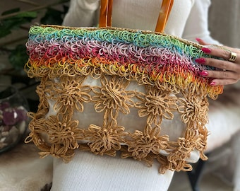 Crochet Raffia Bag: Handmade Bag Women