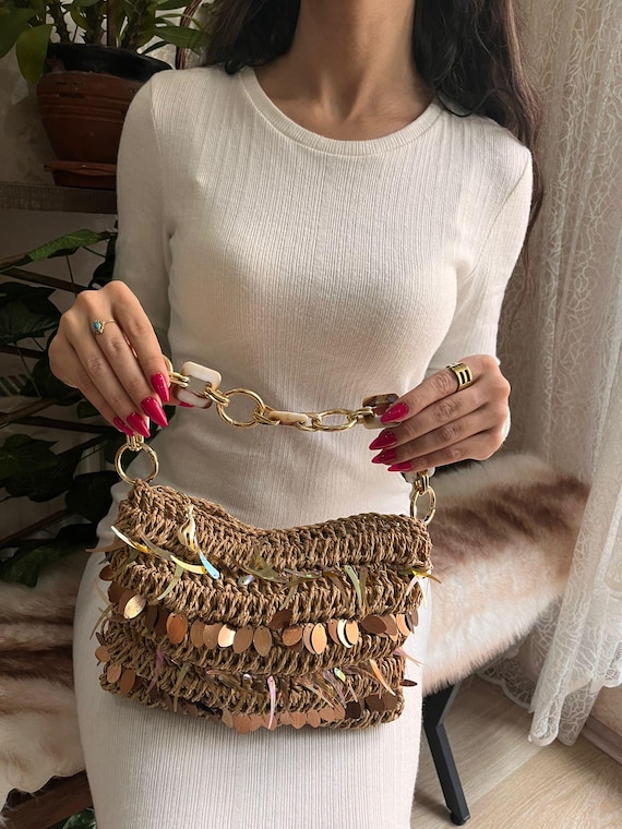 Crochet Raffia Bag: Handmade Bag Women