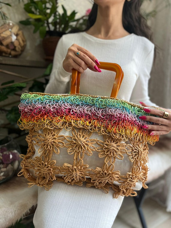 Crochet Raffia Bag: Handmade Bag Women