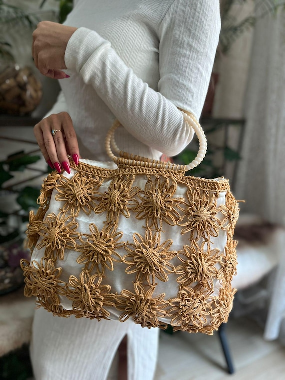 Crochet Raffia Bag: Handmade Bag Women