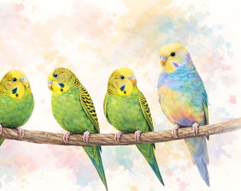 Periquito arcoíris diferente - Póster con impresión artística