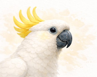 Póster con impresión artística de una cacatúa en beige