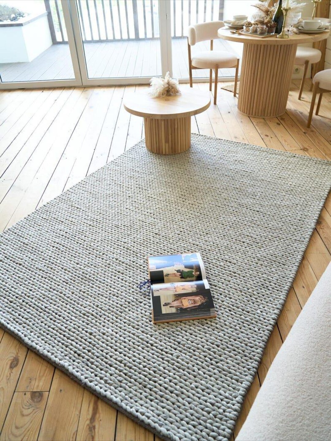 Woool Loop Rug Handwoven Wool Loop Rug, Modern Gray Area Rug, Chunky Pebble Texture ...