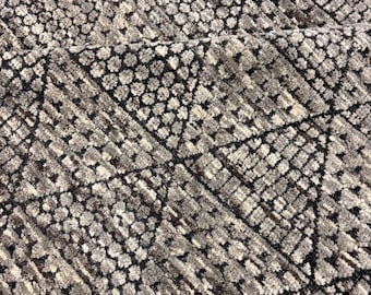 Tappeto in lana fatto a mano, moderno tappeto con trama geometrica, tappeto nero e grigio di alta qualità, arredamento minimalista per soggiorno, tappeto 8x10