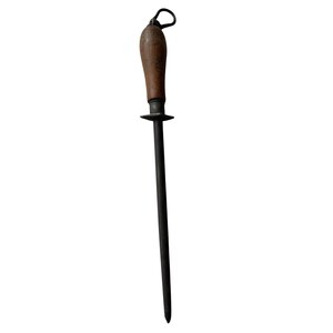 Antique Butcher Honing Steel 17.5" Wood Handle Iron Ring Knife Sharpener Vintage Kitchen Tool image 4