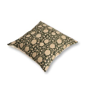 block print pillow, cotton pillow cover, green cushion cover, floral pillow cover, olive green decor, boho cushion cover, indian block print, handmade cushion, sofa pillow cover, bed cushion cover, neutral home decor, vintage floral pillow, artisan pillow