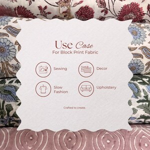 Kaavi linnen stof met bloemenprint en blokmotief, roze mosterdkleurige jaal-motief, meubelstof, kussens, gordijnen, woondecoratie afbeelding 10