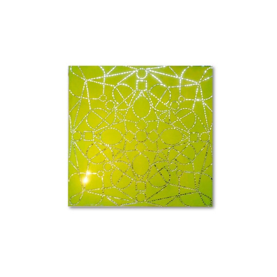 Lime Yellow Wall Decor Mirror Mosaic Geometric Pattern Art Etsy