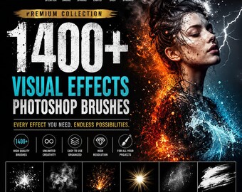 1400+ Visual Effects Photoshop Brushes Bundle | Fire, Smoke, Lightning (Digital Download)