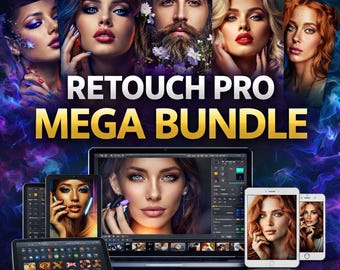 Retouch Pro Mega Bundle – Professional Photo Retouching Presets, Brushes, Actions & Overlays Blur | Digital Download
