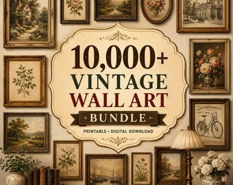 10,000+ Vintage Wall Art Bundle, Antique Prints, Gallery Wall Decor (Digital Download)