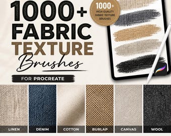 1000+ Fabric Texture Brushes for Procreate | Realistic Textile Brushes Bundle | Linen, Denim, Cotton | Instant Download