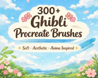 300+ Ghibli Style Procreate Brushes | Anime Illustration (Digital Download)