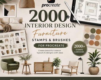 2000+ Interior Design Stamps & Brushes for Procreate home decor brushes  (Digital Download)