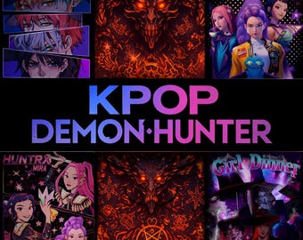KPOP Demon Hunter Mega Bundle | Anime Cyberpunk Dark Fantasy Art | PNG SVG  Digital Download