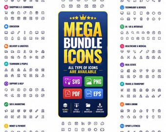 Mega Icon Bundle (Digital Download - svg, png, eps, pdf)