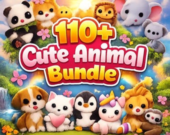 110+ 3D Cute Animal Bundle PNG | Transparent Background | Kawaii Animals Clipart | Cute 3D Animal PNG Pack | Digital Download