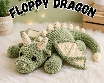 Floppy Dragon Crochet Pattern PDF | Amigurumi Toy Tutorial (Instant Download)