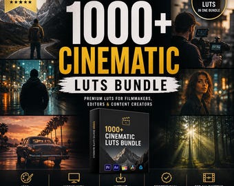 1000+ Cinematic LUTs Bundle | Professional Color Grading Presets | CUBE LUT Pack | Premiere Pro Instant Download