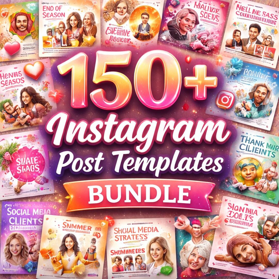 150+ Instagram Post Templates Bundle | Canva Editable Social Media ...