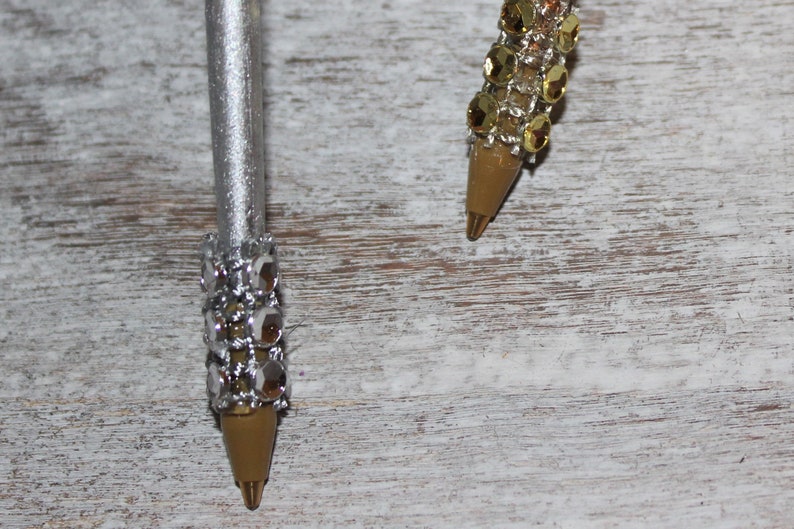 Brilliant Gold Sale or Copper Rhinestone Feather Pen Guestbook pen Wedding Pen Party Decor Anniversary Elegant Quill Sterling Silver