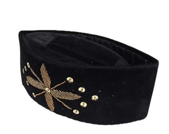 Gorro Kufi de terciopelo con cuentas, sombrero de boda africano