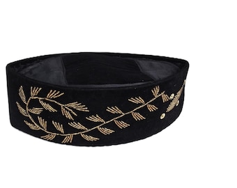Kufi de terciopelo con cuentas, gorro de boda africano con lentejuelas