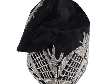 Embroidered Velvet Fila Cap, Yoruba Groom's Hat, African Wedding