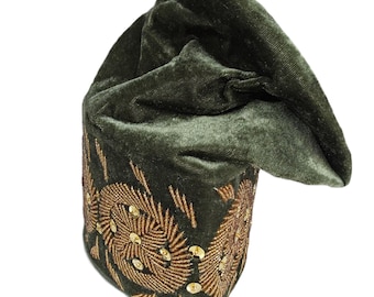Embroidered Velvet Yoruba Fila Cap, African Wedding Hat