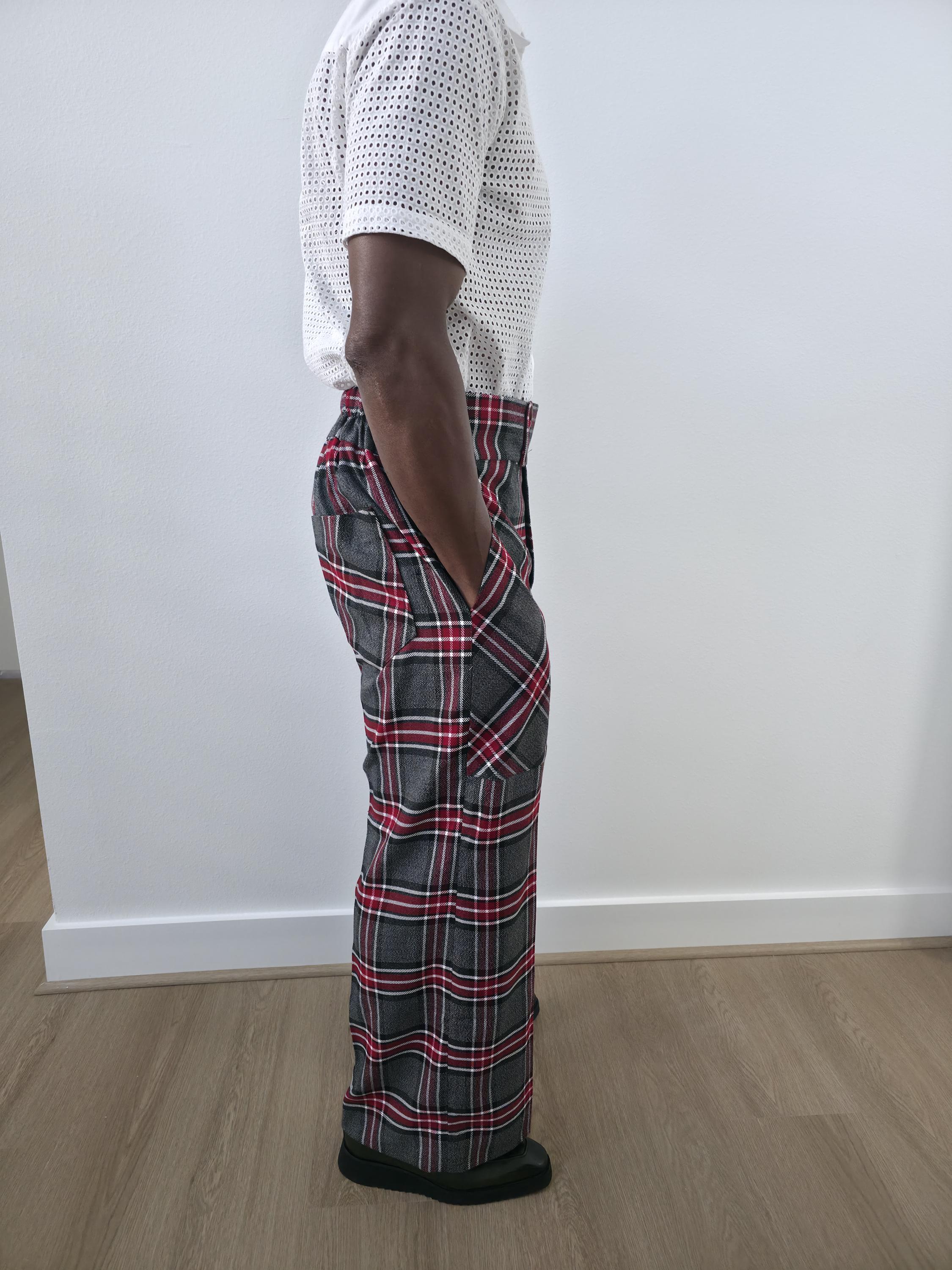slim fit dress slacks Wool Flannel Plaid Pants main image 1