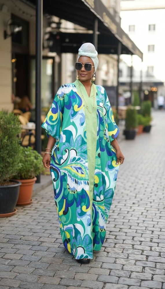 maxi caftan dresses for women Oussum Plus Size Kaftan for Women Maxi Dress Kimono Sleeve Caftan Casual Dresses Online