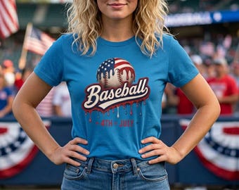 Patriotic Baseball Shirt, 4th of July Baseball Tee, USA Game Day Shirt, American Flag Sports Shirt