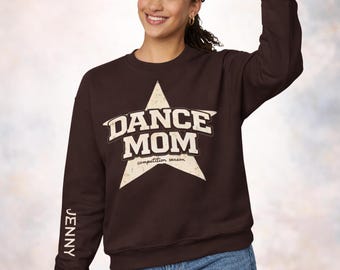 Dance Mom Sweatshirt with Name on Sleeve,  Dance Mama Crewneck with Kids Name,Mothers Day Dance Lover Gift