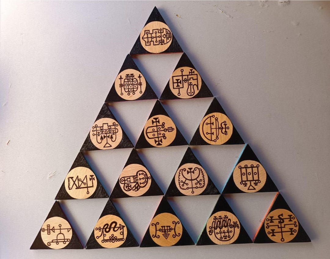 PACK GOETIA: Attack, Destruction. Burned in Plywood, Triangles of ...
