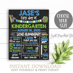 Segno del primo giorno di scuola, Lavagna EDITABILE, Primo giorno di scuola, QUALSIASI GRADO, Ritorno a scuola, Segno stampabile del 1° giorno, Download istantaneo