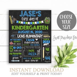 First Day of School Chalkboard, First Day of School sign, ANY GRADE, Back to School, 1st Day Printable Sign, EDITABLE, Instant Download