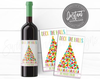 EDITABLE Wine Gift, Christmas Wine Label, Printable Teacher Gift, Holiday Gift for Boss, Wine Label, Gift From Student, INSTANT DOWNLOAD