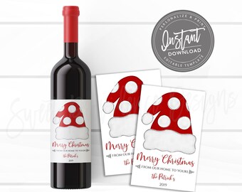 EDITABLE Teacher Gift, Christmas Wine Label INSTANT DOWNLOAD, Printable Gift for Boss, Holiday Teacher Wine Label, Gift From Student Instant