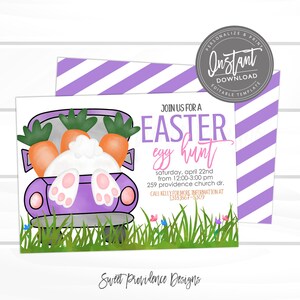 Egg Hunt Invitation, Easter egg hunt Flyer, Easter Bunny egg hunt Spring Fling Church invite, Editable Template, Printable Instant Access