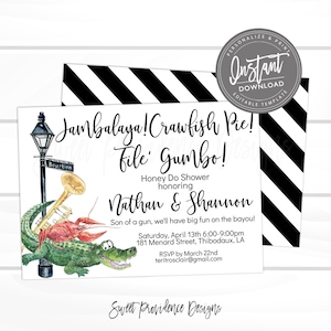 Couples Shower Invitation, Cajun Honey Do Shower Invite, New Orleans Crawfish Invite, Nola Shower, Editable Instant Access - EDIT NOW