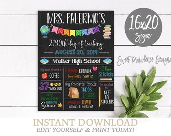 EDITABLE First Day of School Chalkboard Teacher Edition, First Day of School sign, ANY Teacher, Back to School, 1st Day Funny Printable Sign